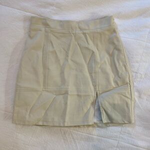 Faux Leather Beige Mini Skirt